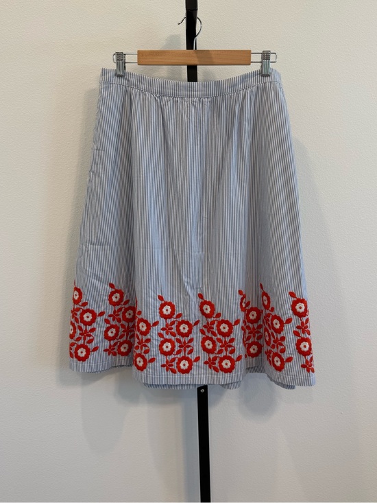 Boden Dresses & Skirts - Boden Haidee Embroidered Cotton Light Blue Striped A-Line Skirt Preppy Feminine